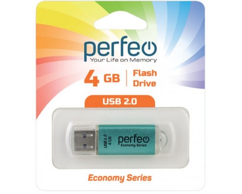 ФЛЭШ-КАРТА PERFEO 4GB E01 ЗЕЛЕНАЯ ECONOMY SERIES USB 2.0