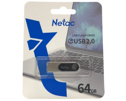 ФЛЭШ-КАРТА NETAC  64GB U278 ЧЕРНАЯ/СЕРЕБРО USB 2.0 МЕТАЛЛ